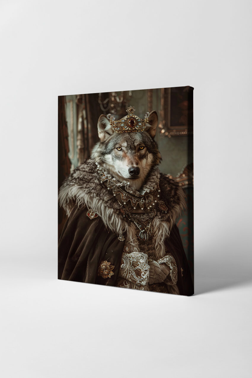 Fotografie Poster Wolf königlich Krone Adelsgewand