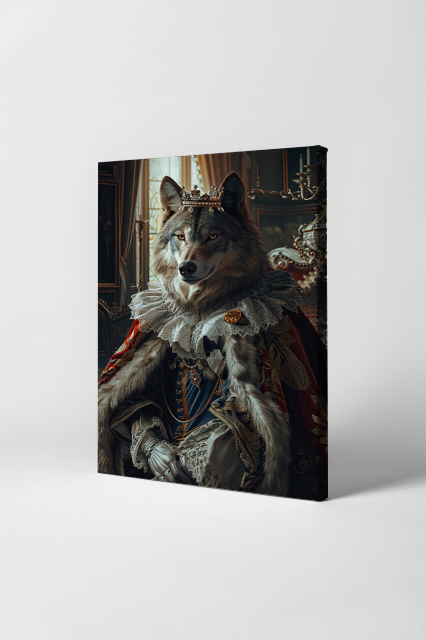 Digitale Kunst Poster Wolf Krone königlich detailreich
