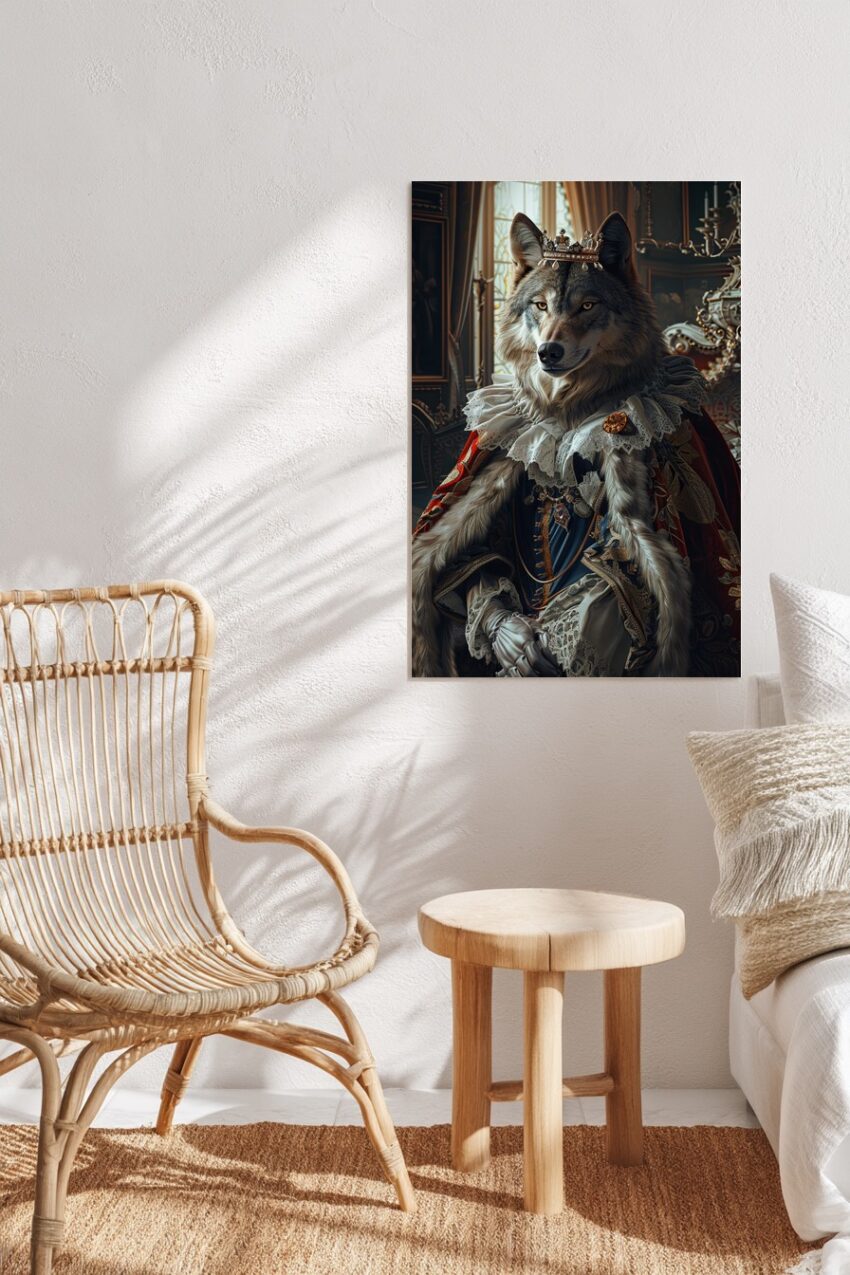 Digitale Kunst Poster Wolf Krone königlich detailreich