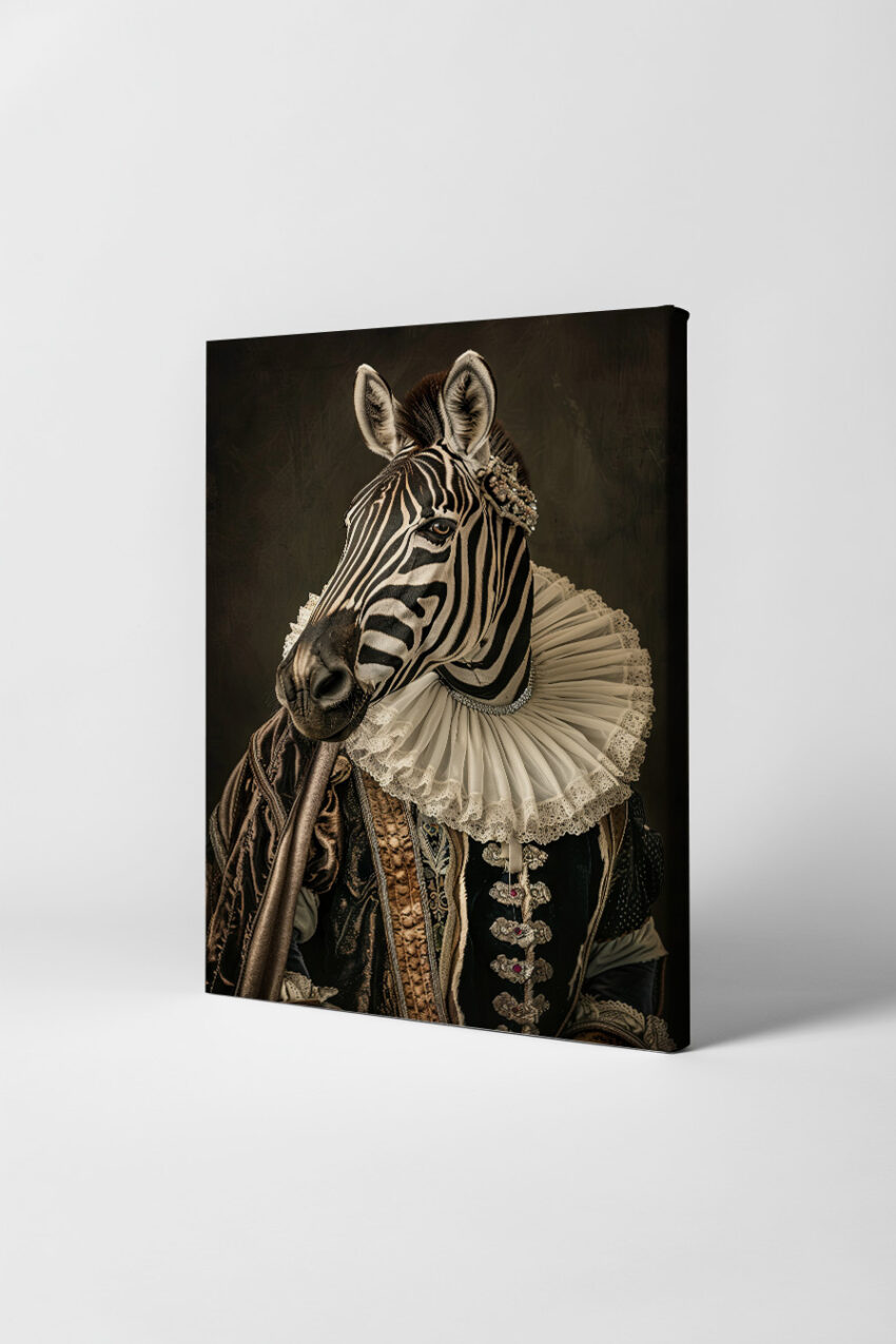 Fotografie Poster Zebra Barocktier Kostüm schwarz-weiß