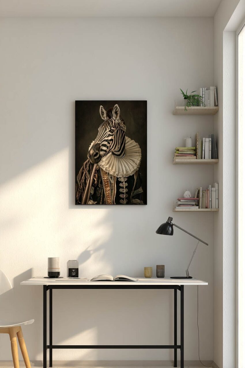 Fotografie Poster Zebra Barocktier Kostüm schwarz-weiß