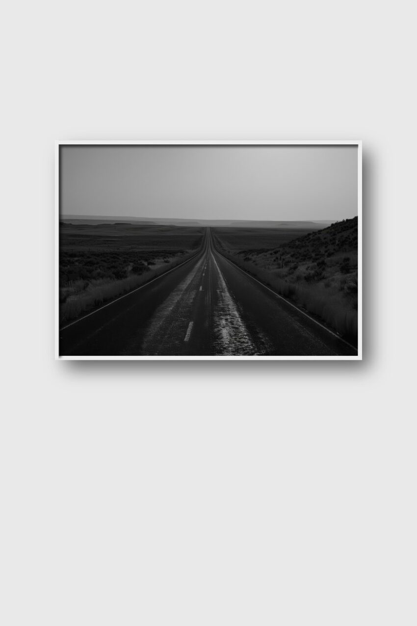 Fotografie Poster Straße verlassen schwarz-weiß minimalistisch
