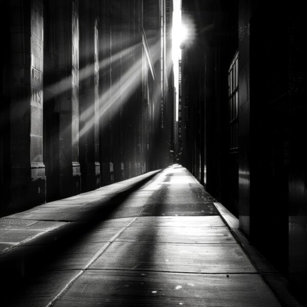 Gasse Lichtstrahlen Gerahmt