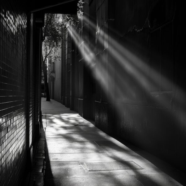 Lichtstrahlen Gasse Leinwandbild