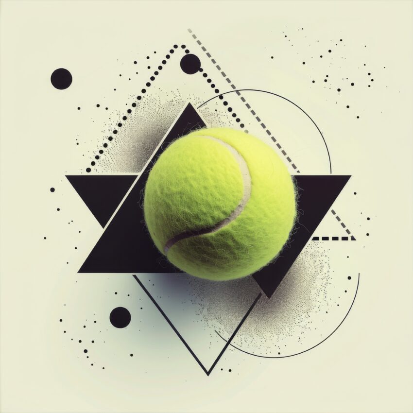 Grafik Poster Tennisball geometrisch schwarz-weiß detail