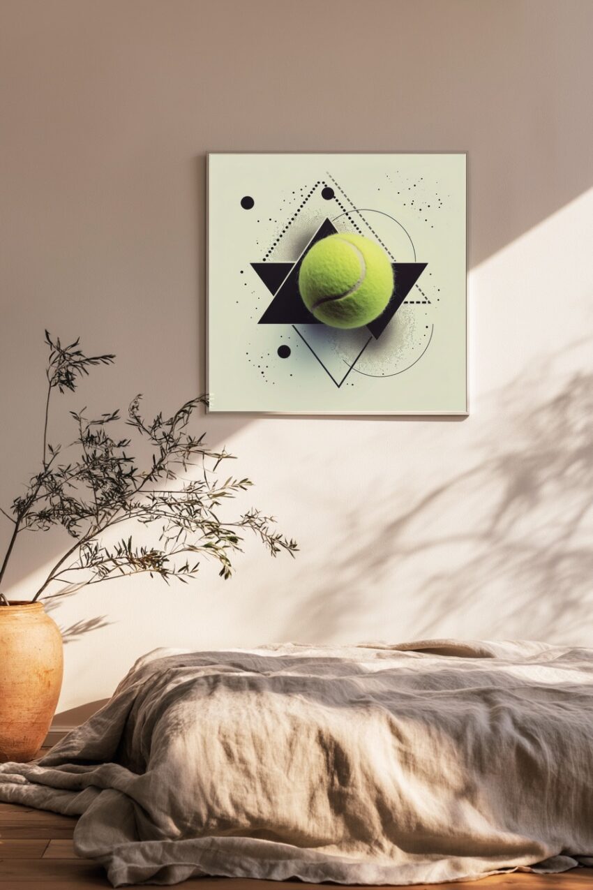 Grafik Poster Tennisball geometrisch schwarz-weiß detail