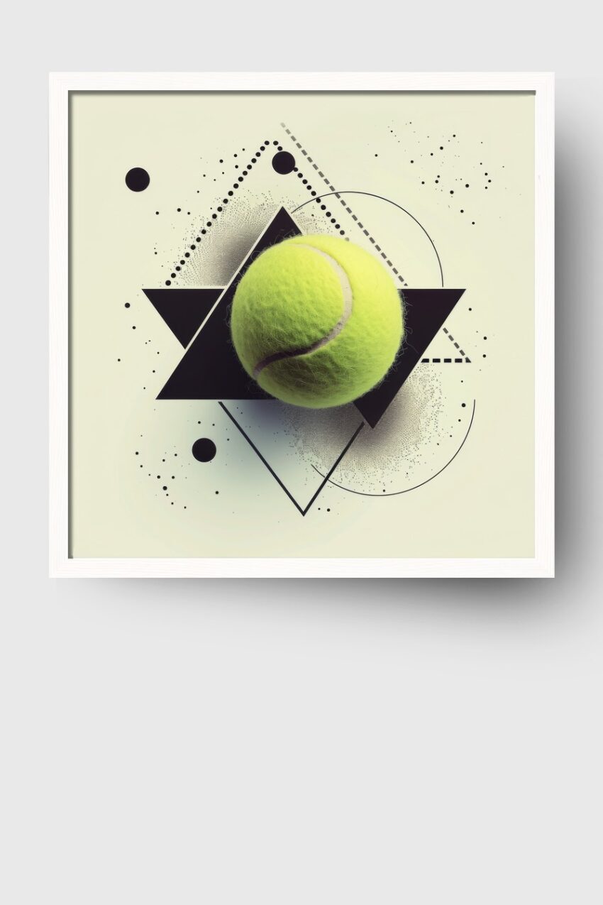 Grafik Poster Tennisball geometrisch schwarz-weiß detail