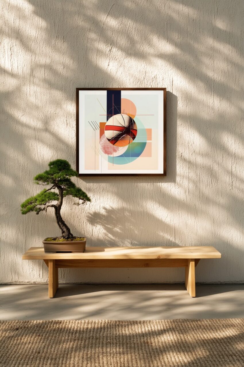 Abstrakt Poster Basketball geometrisch rot blau