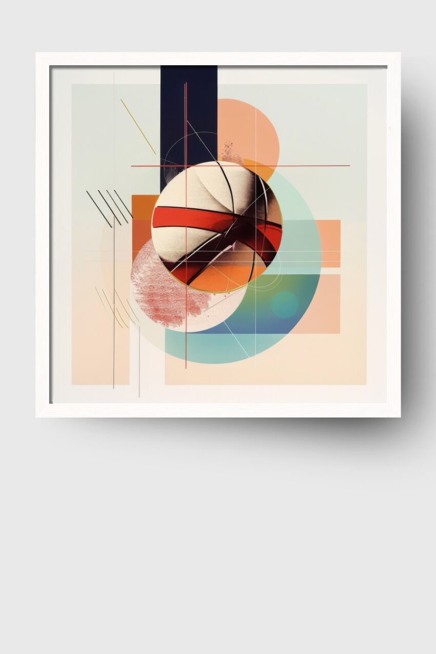 Abstrakt Poster Basketball geometrisch rot blau