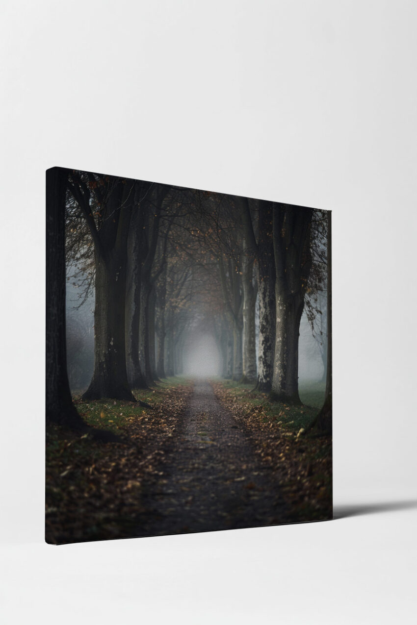 Fotografie Poster Allee Nebel grau herbstlich