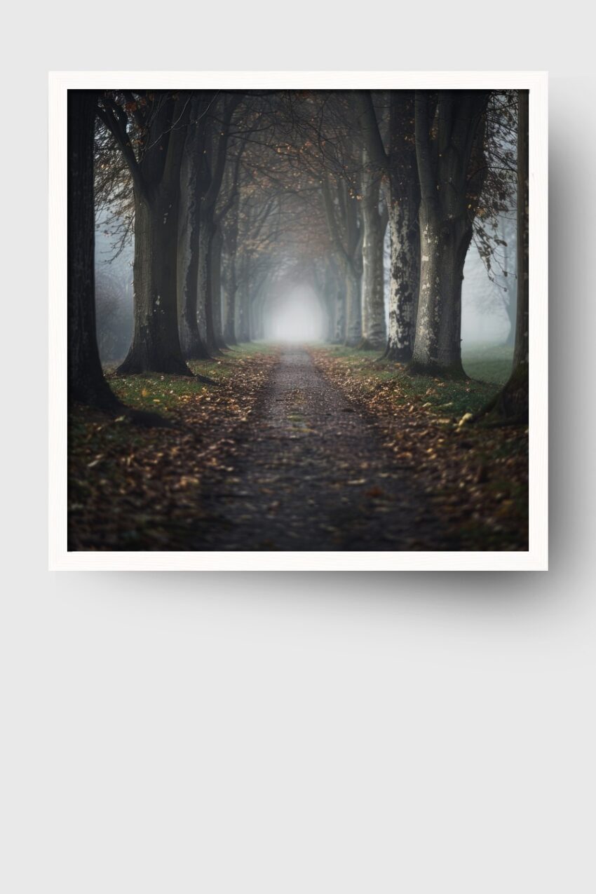 Fotografie Poster Allee Nebel grau herbstlich