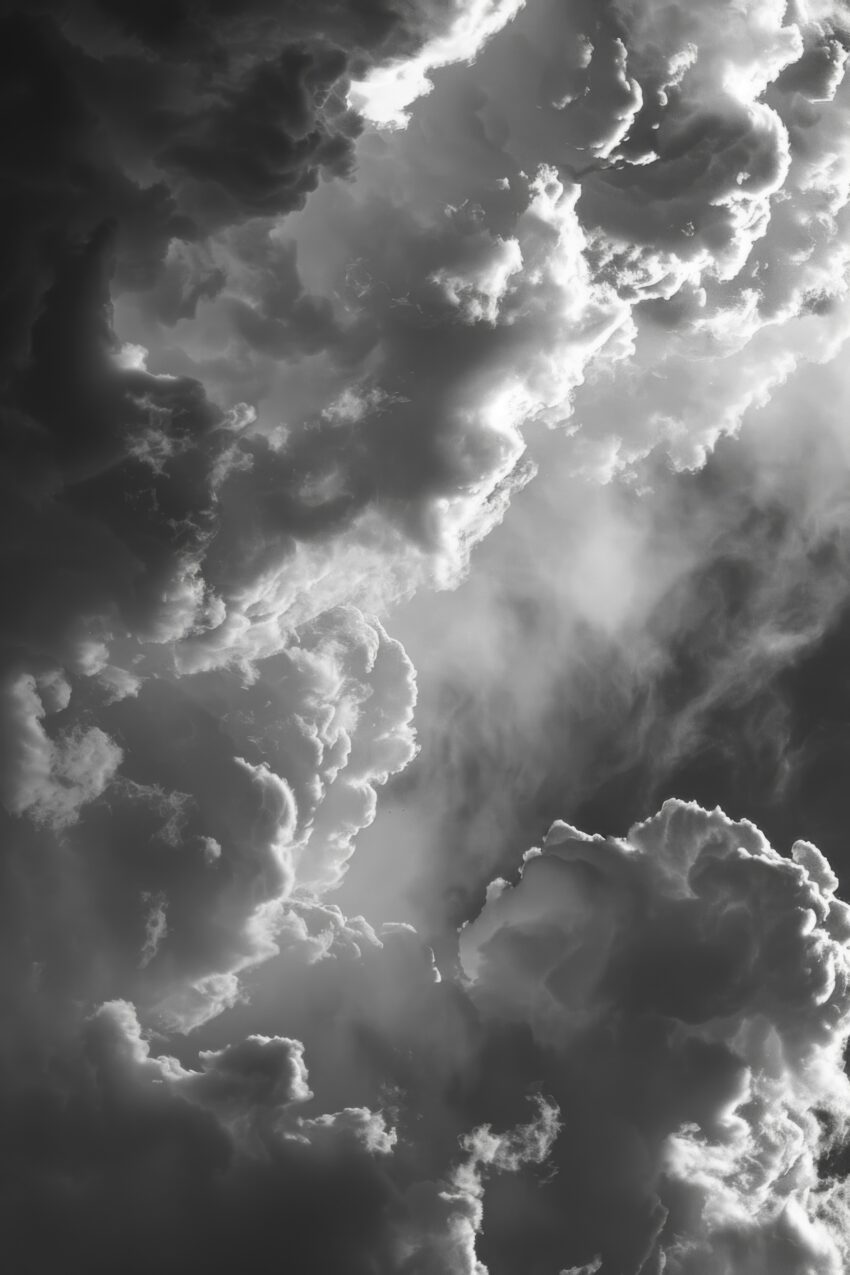 Fotografie Poster Wolken schwarz-weiß dramatisch
