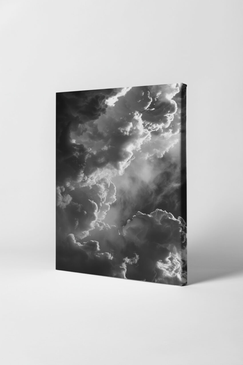 Fotografie Poster Wolken schwarz-weiß dramatisch