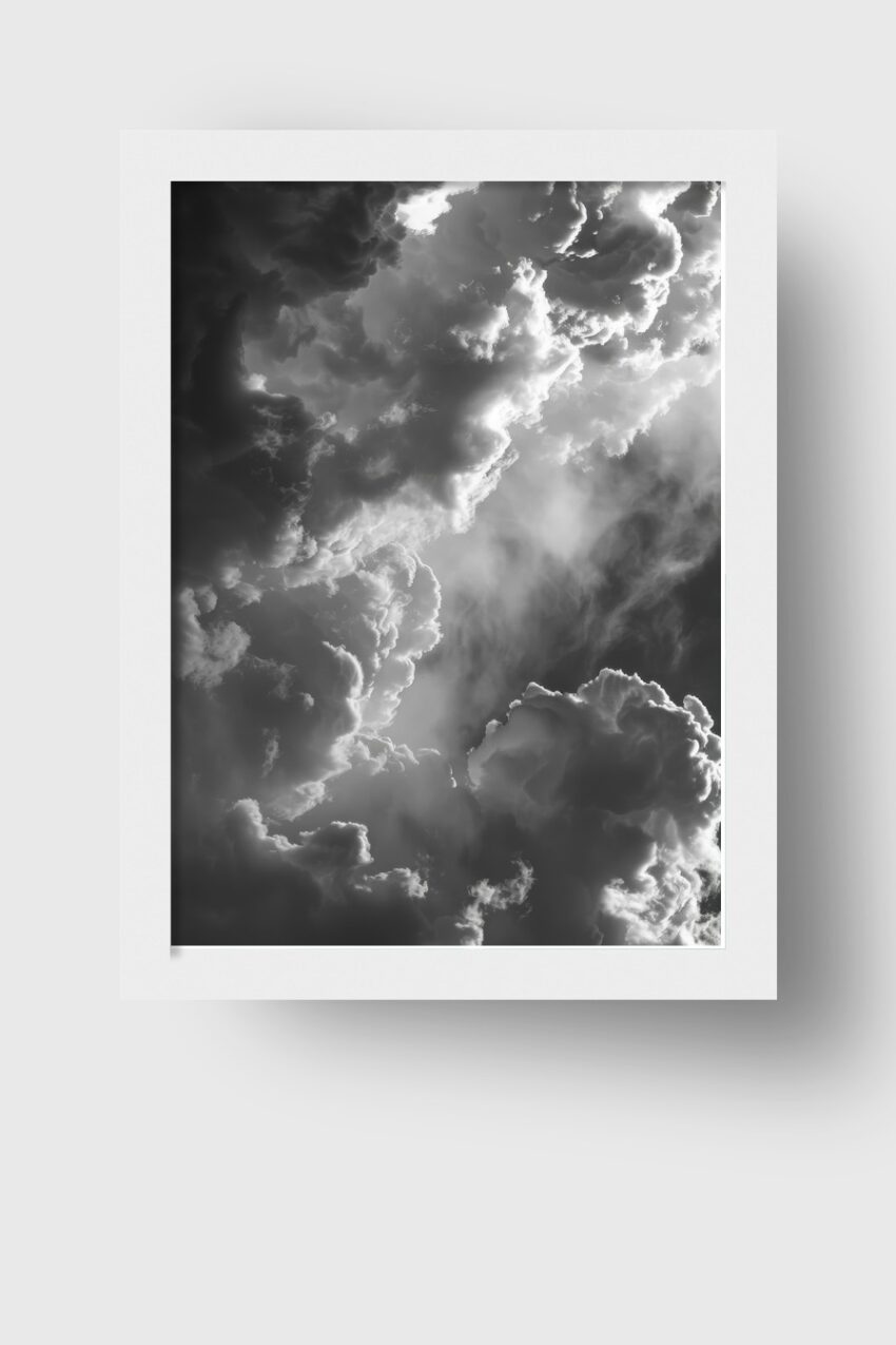 Fotografie Poster Wolken schwarz-weiß dramatisch
