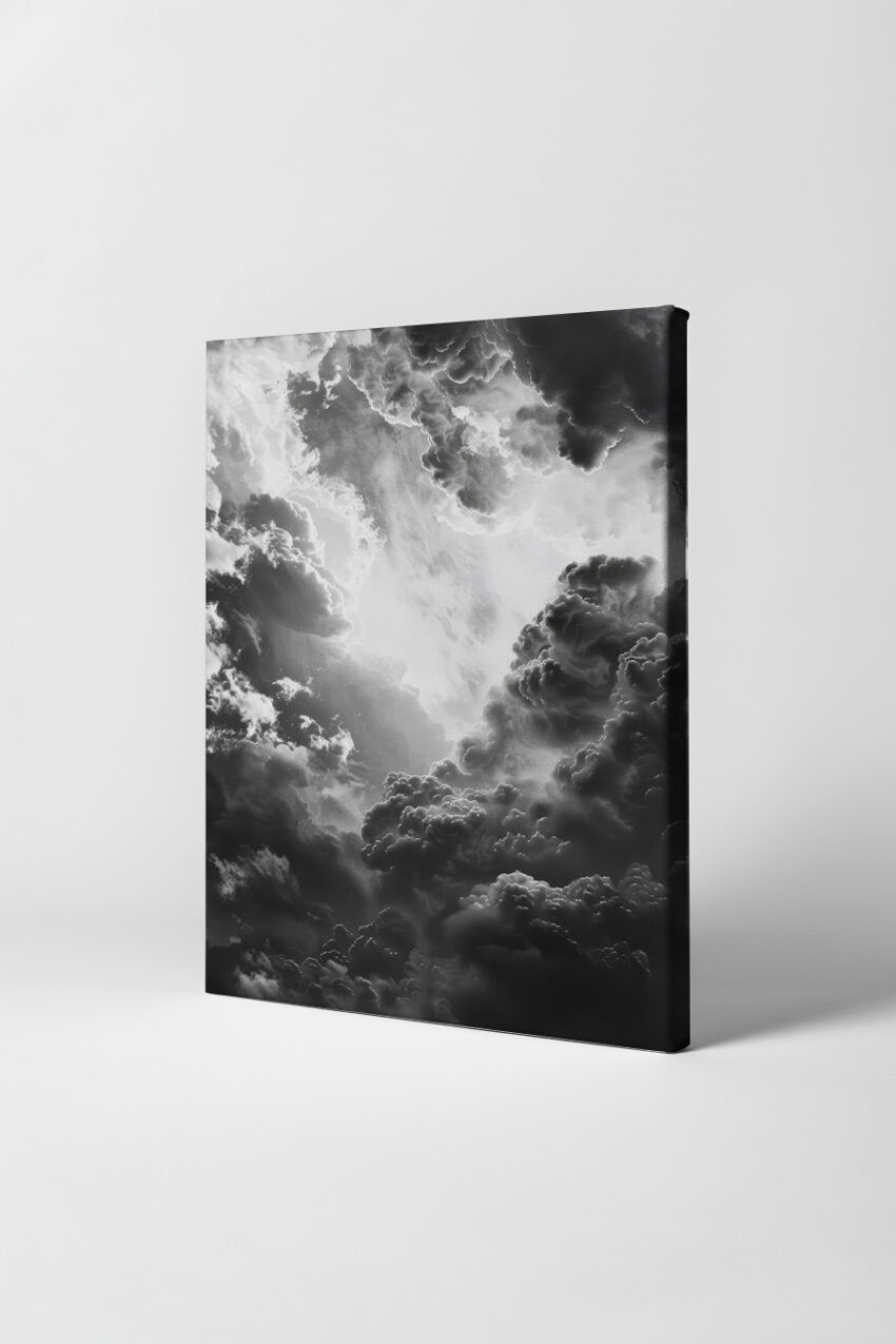Fotografie Poster Wolkenformation dramatisch schwarz-weiß