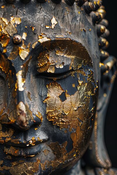 Buddha Gesicht Blattgold Gerahmt