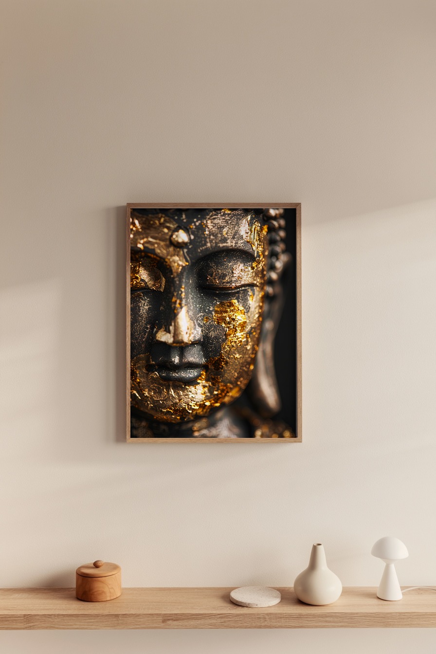 Fotografie Poster Buddha gold Meditation ruhig Oberfläche