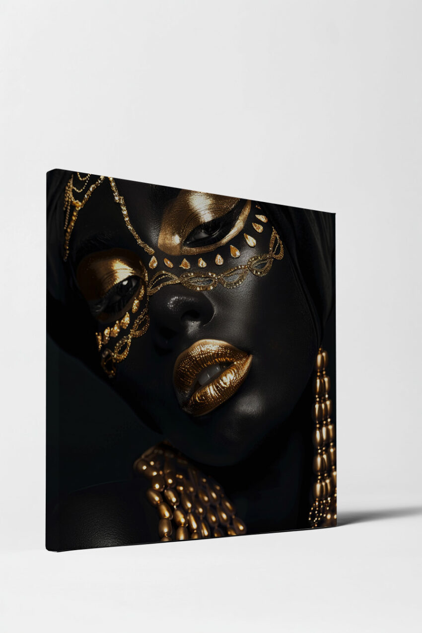 Fotografie Poster Maske Golddetails glänzend schwarz