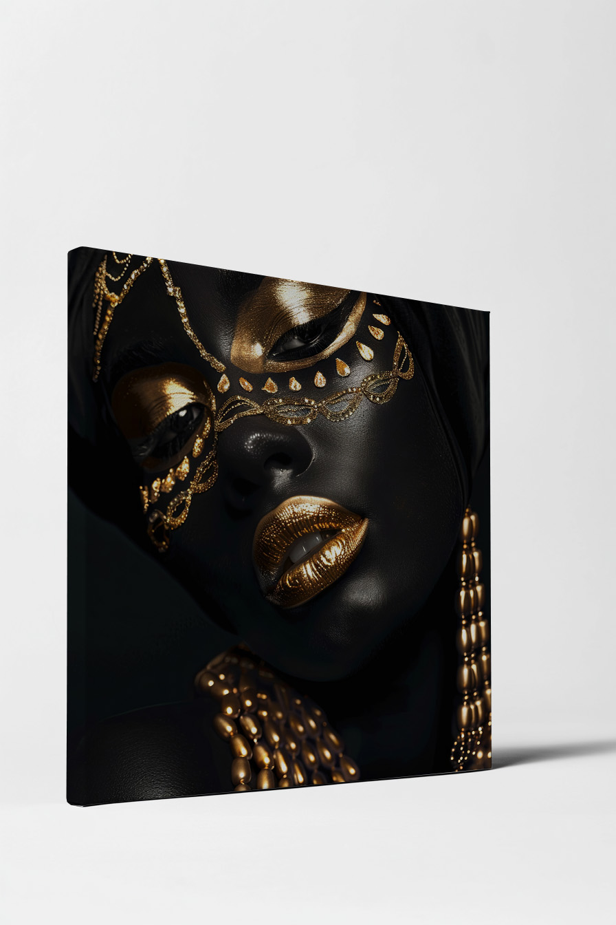 Fotografie Poster Maske Golddetails glänzend schwarz