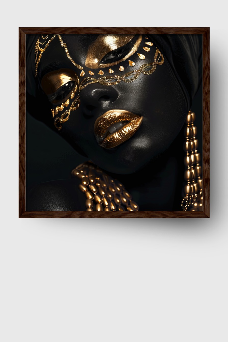 Fotografie Poster Maske Golddetails glänzend schwarz