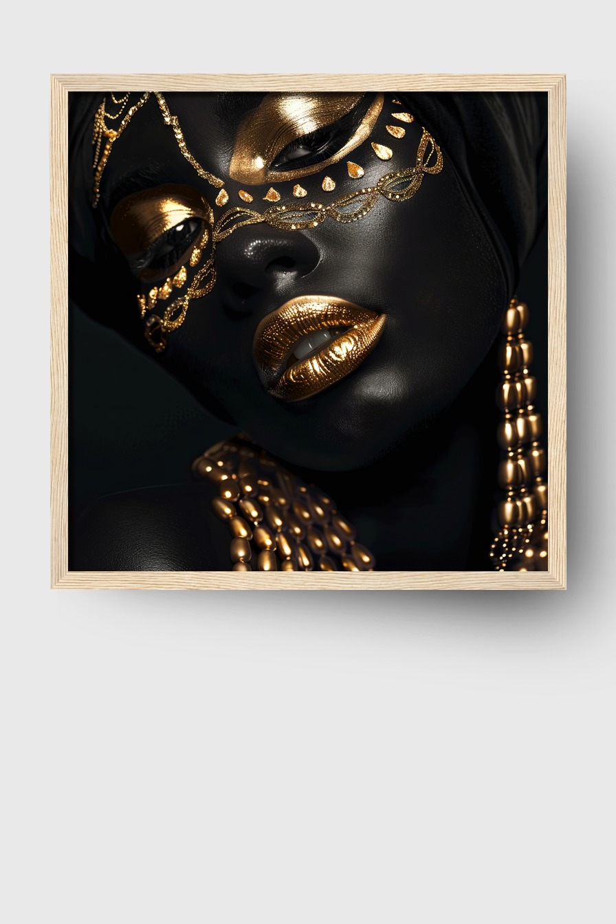Fotografie Poster Maske Golddetails glänzend schwarz