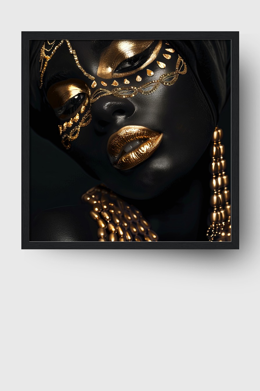 Fotografie Poster Maske Golddetails glänzend schwarz