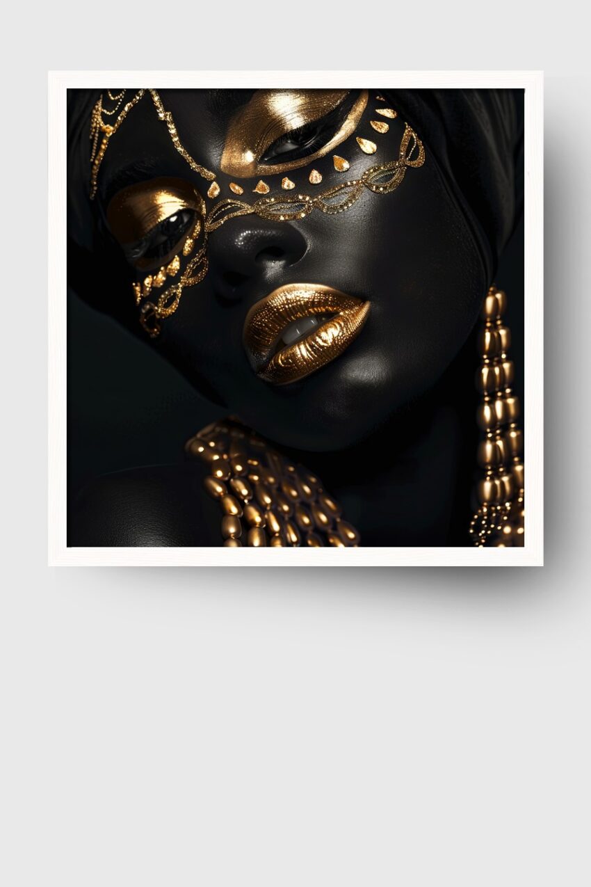Fotografie Poster Maske Golddetails glänzend schwarz