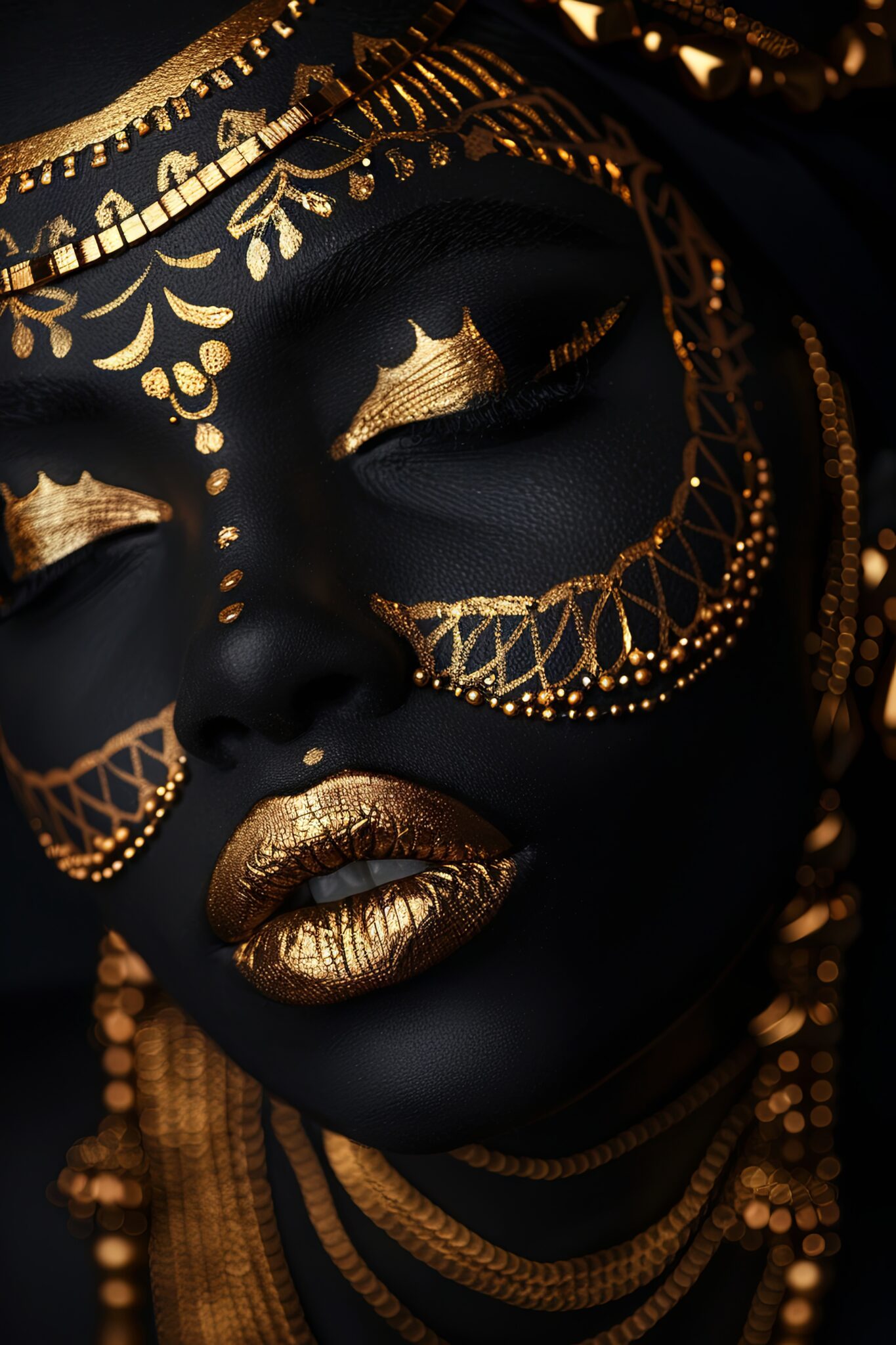 Fotografie Poster Porträt Frau schwarz gold detailreich