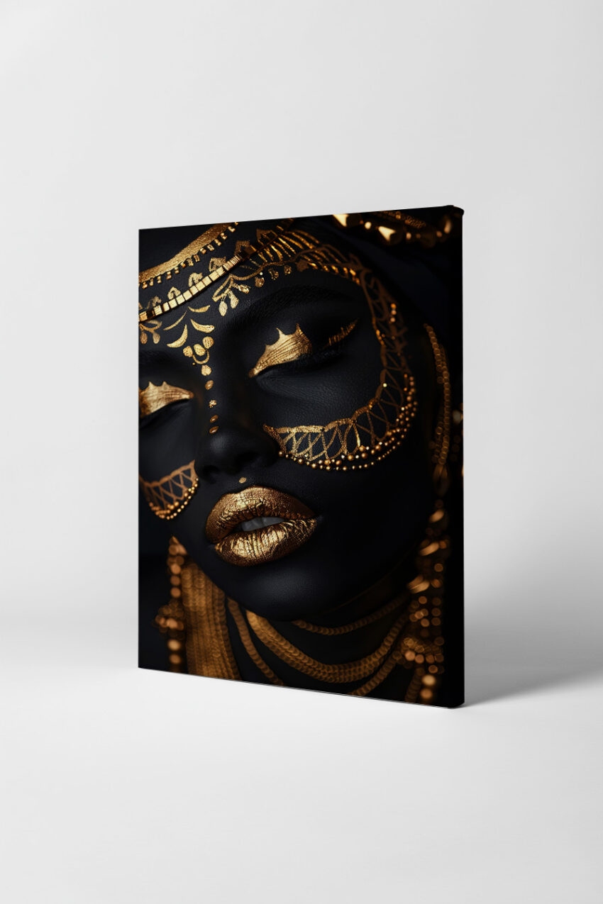 Fotografie Poster Porträt Frau schwarz gold detailreich
