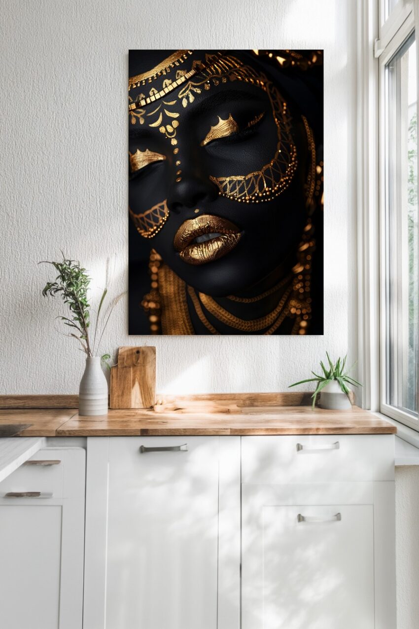Fotografie Poster Porträt Frau schwarz gold detailreich