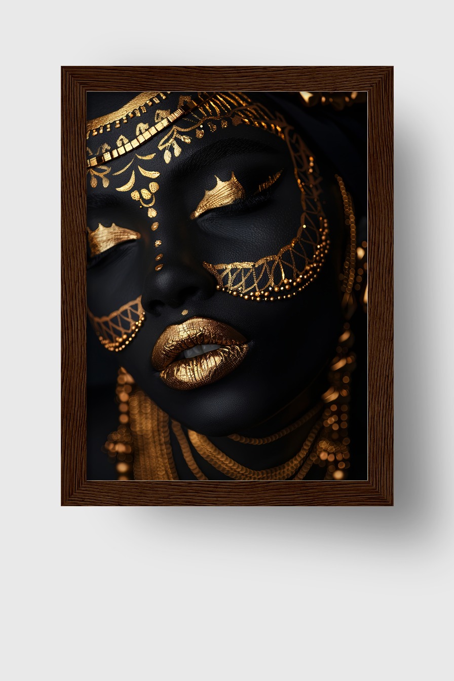 Fotografie Poster Porträt Frau schwarz gold detailreich