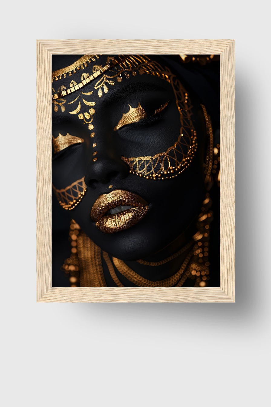 Fotografie Poster Porträt Frau schwarz gold detailreich