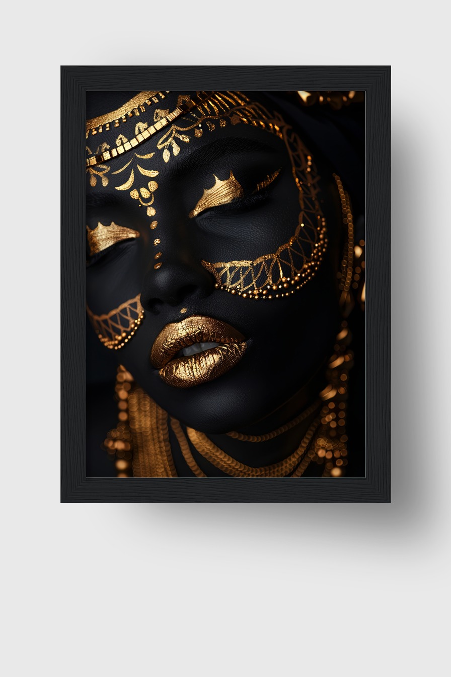 Fotografie Poster Porträt Frau schwarz gold detailreich