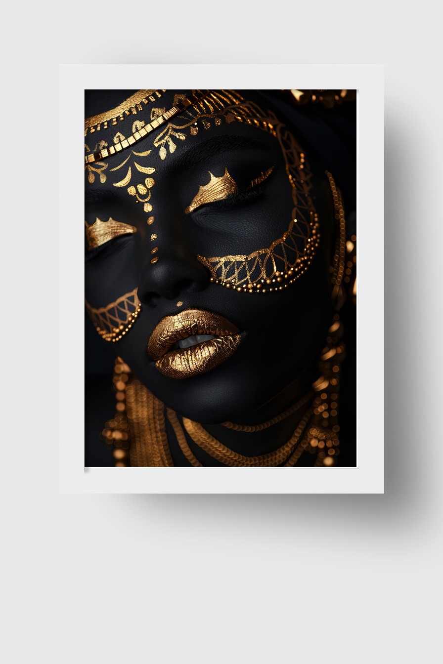 Fotografie Poster Porträt Frau schwarz gold detailreich