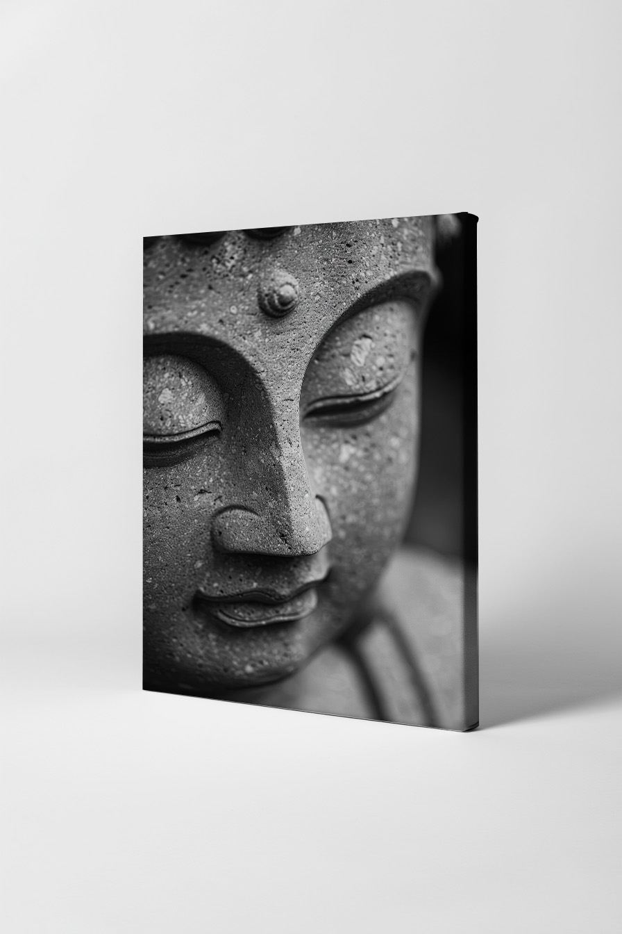 Fotografie Poster Buddha Skulptur schwarz-weiß meditativ