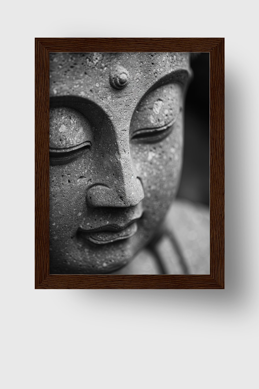 Fotografie Poster Buddha Skulptur schwarz-weiß meditativ