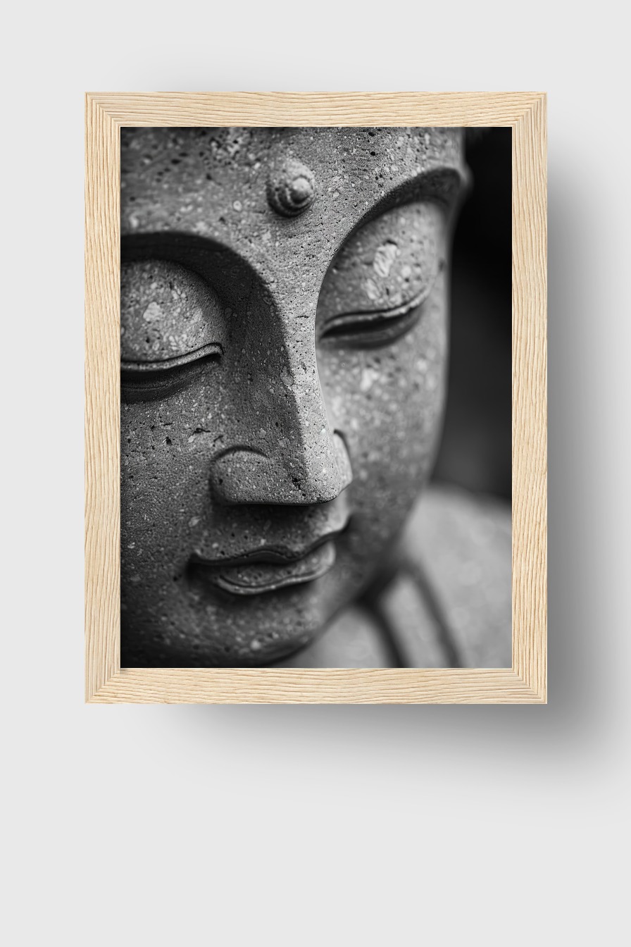 Fotografie Poster Buddha Skulptur schwarz-weiß meditativ