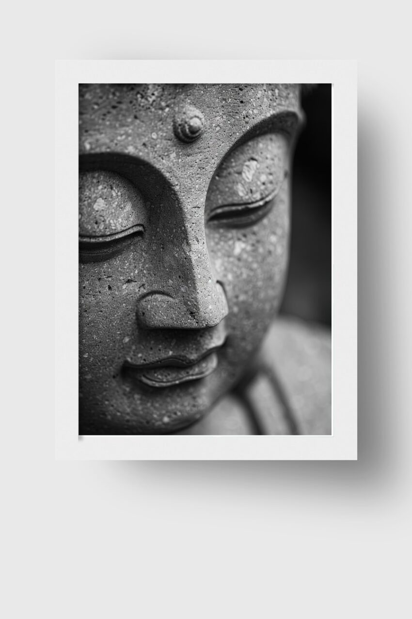 Fotografie Poster Buddha Skulptur schwarz-weiß meditativ