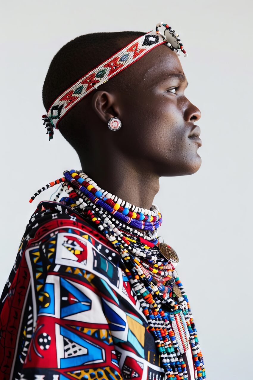 Fotografie Poster afrikanischer Schmuck farbenfroh Profil
