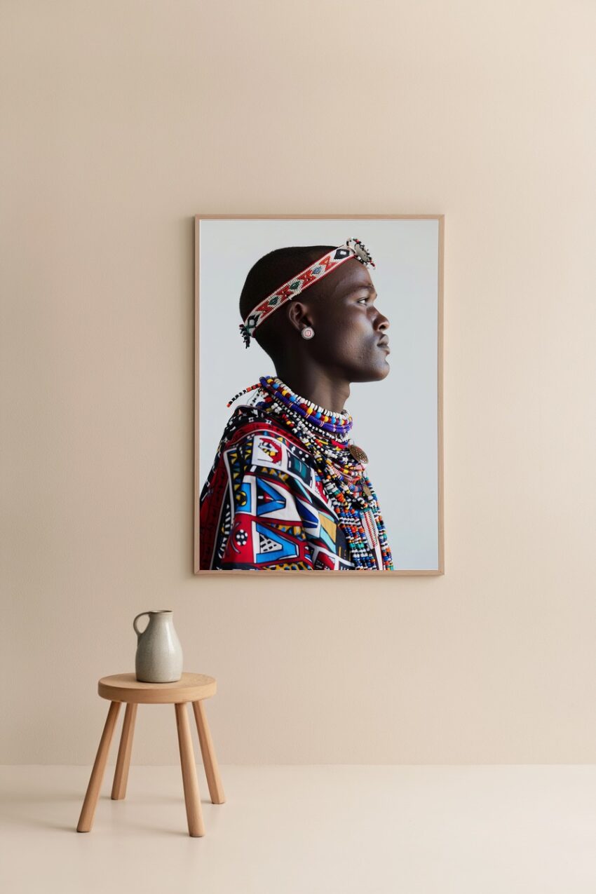 Fotografie Poster afrikanischer Schmuck farbenfroh Profil