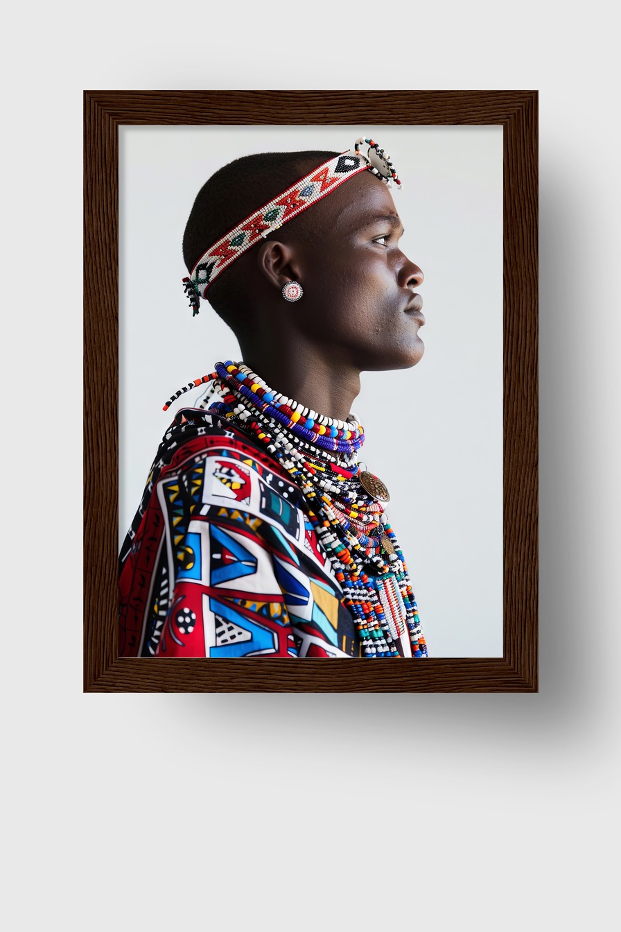 Fotografie Poster afrikanischer Schmuck farbenfroh Profil