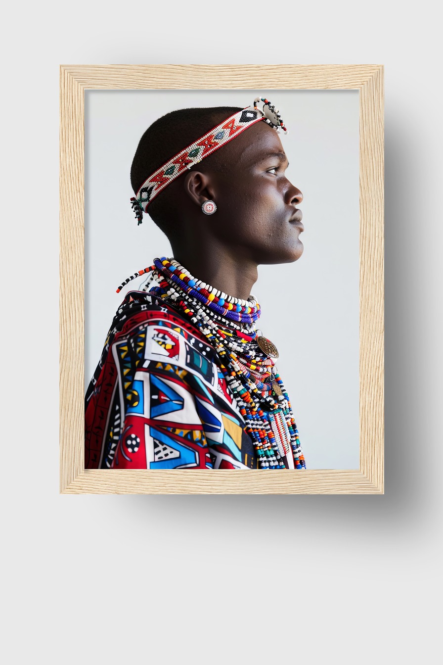 Fotografie Poster afrikanischer Schmuck farbenfroh Profil