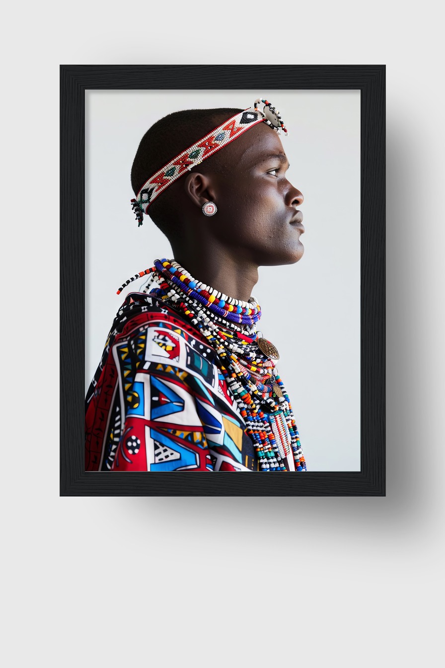 Fotografie Poster afrikanischer Schmuck farbenfroh Profil