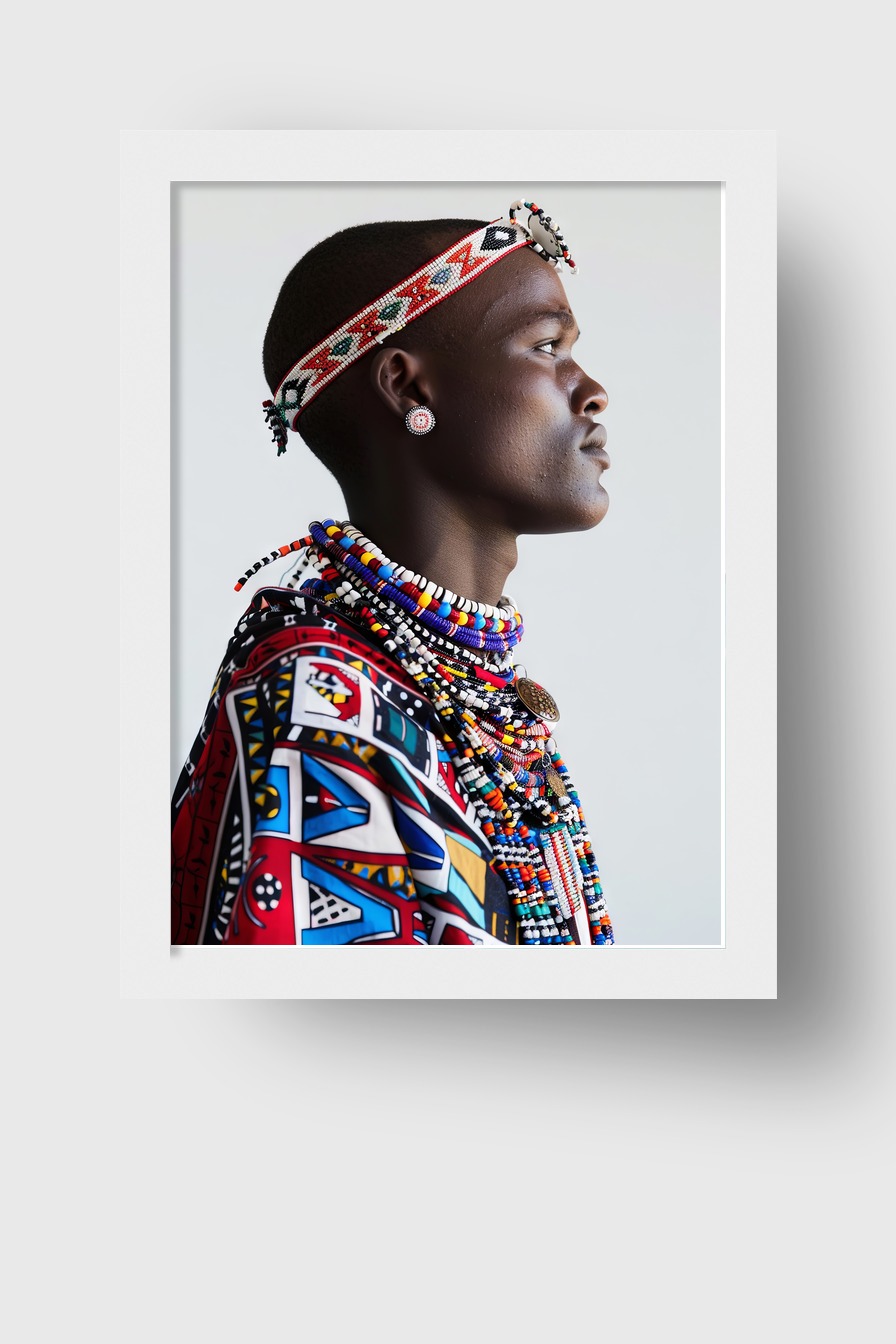 Fotografie Poster afrikanischer Schmuck farbenfroh Profil
