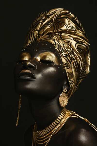 Frau mit Goldschmuck Leinwandbild