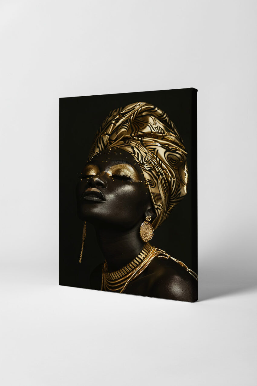Fotografie Poster Frau goldschmuck dunkel kontrastreich