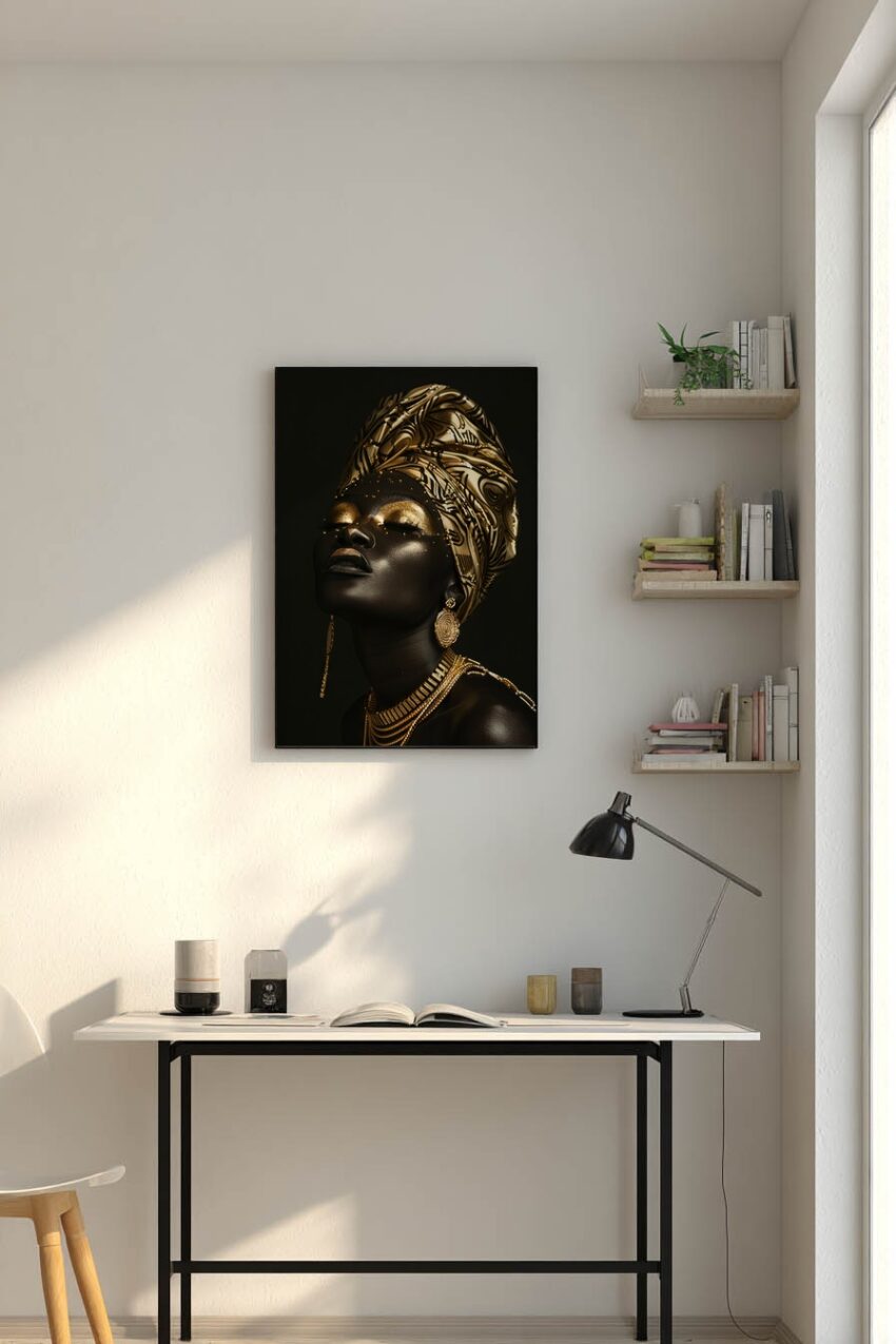 Fotografie Poster Frau goldschmuck dunkel kontrastreich