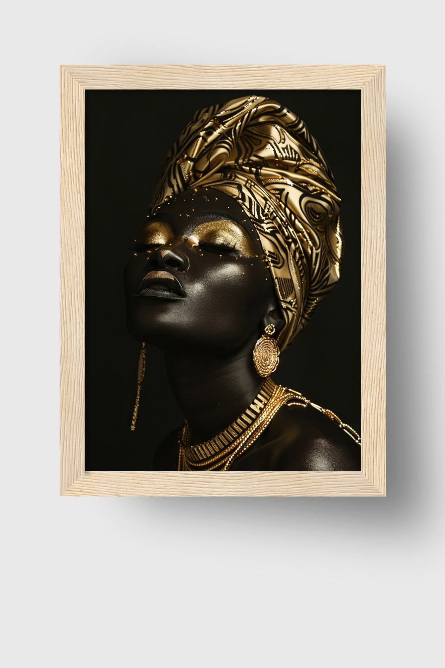 Fotografie Poster Frau goldschmuck dunkel kontrastreich