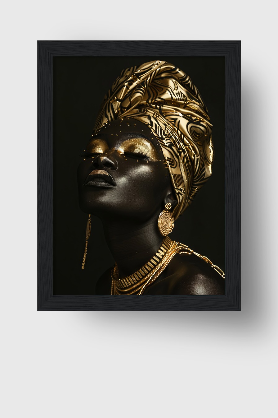Fotografie Poster Frau goldschmuck dunkel kontrastreich