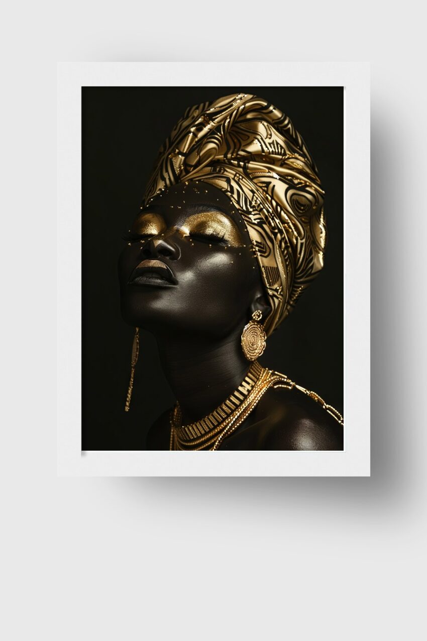 Fotografie Poster Frau goldschmuck dunkel kontrastreich